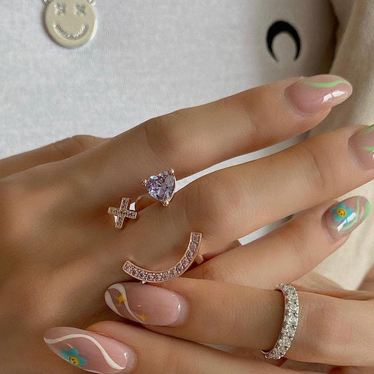 X HEART STONE SMILE PAVE RING / X ハートストーンスマイルパヴェリング