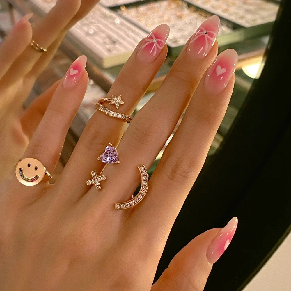X HEART STONE SMILE PAVE RING / X ハートストーンスマイルパヴェリング